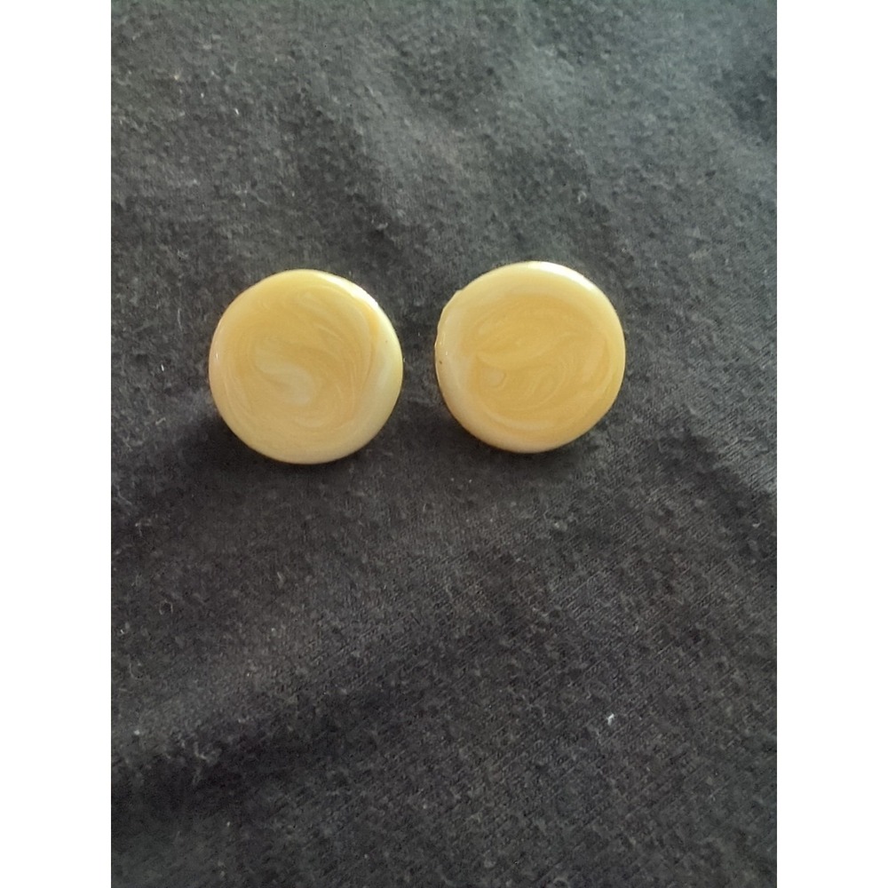 Vintage Estate Peach Orange Pink Swirl Enamel Gold Tone Post Earrings